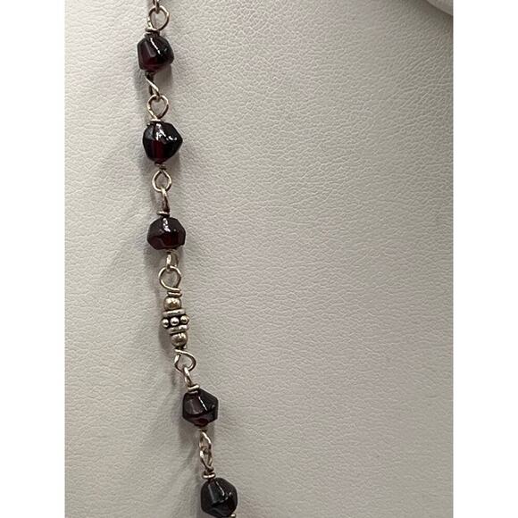 SILPADA Retired Sterling Silver 925 Garnet Beads Station Chain Necklace N1053 - Picture 5 of 7